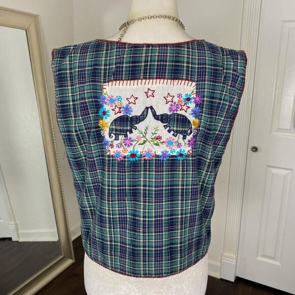 Early 2000's Bohemian Boho Patchwork Retro Eclectic Maximalist Cotton Vest M - Picture 5 of 7